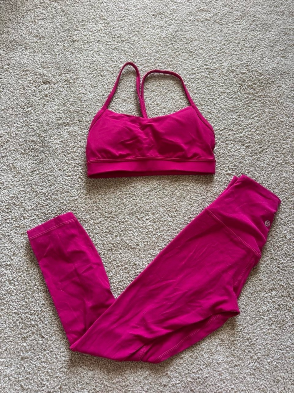 lululemon athletica Hot Pink Sports Bralette and Leggings Set